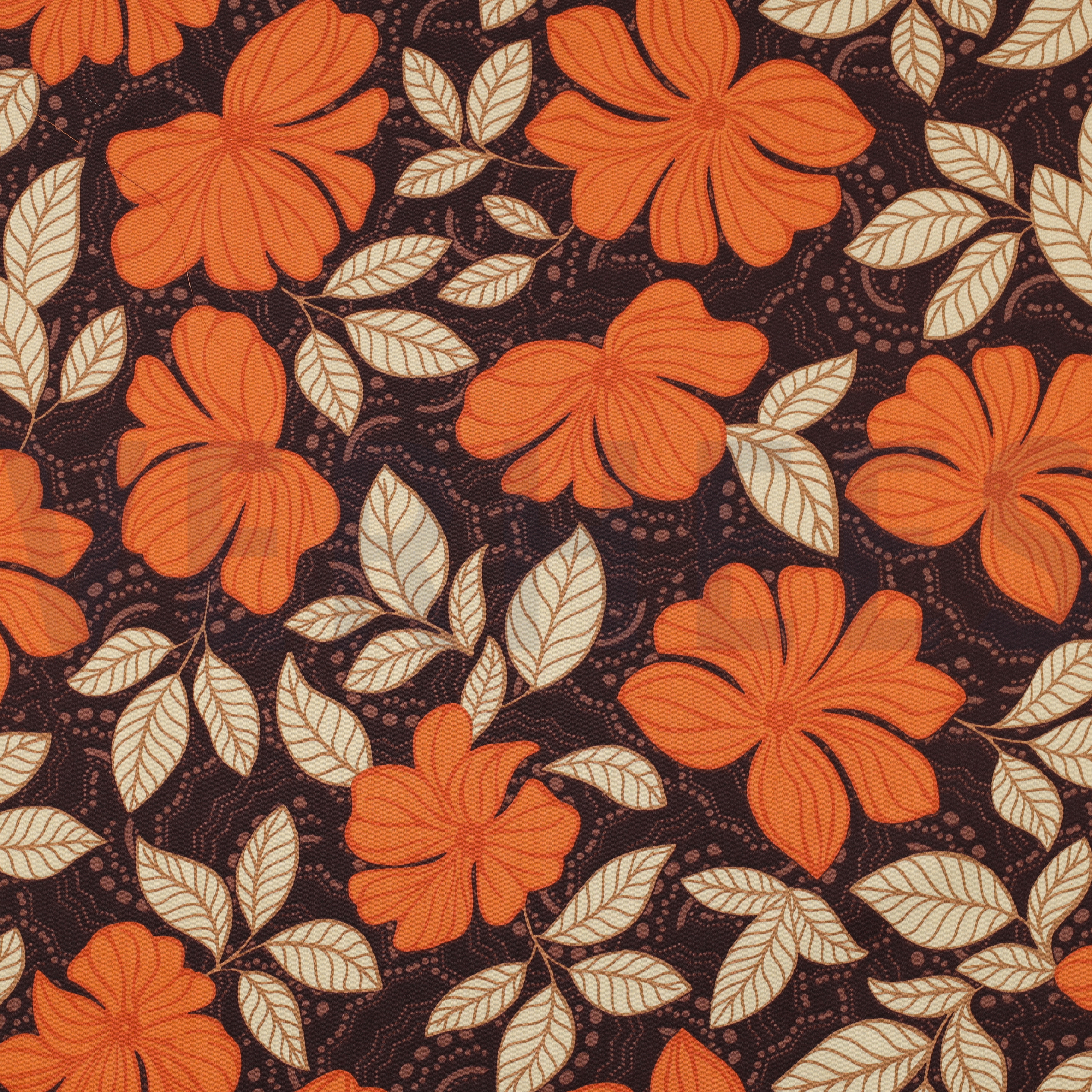 COTTON SATIN FLOWERS DARK BROWN (high resolution)