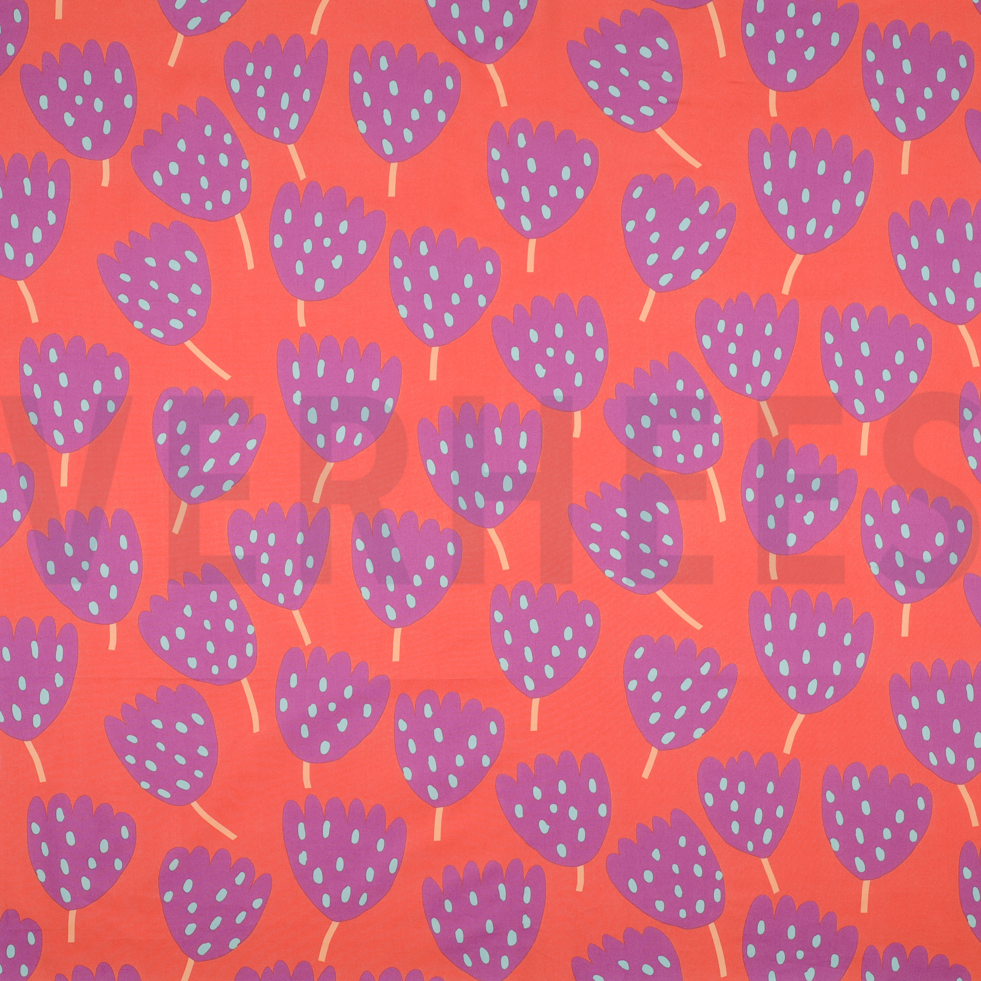 FINE POPLIN TULIPS NERIDA HANSEN CORAL (high resolution)