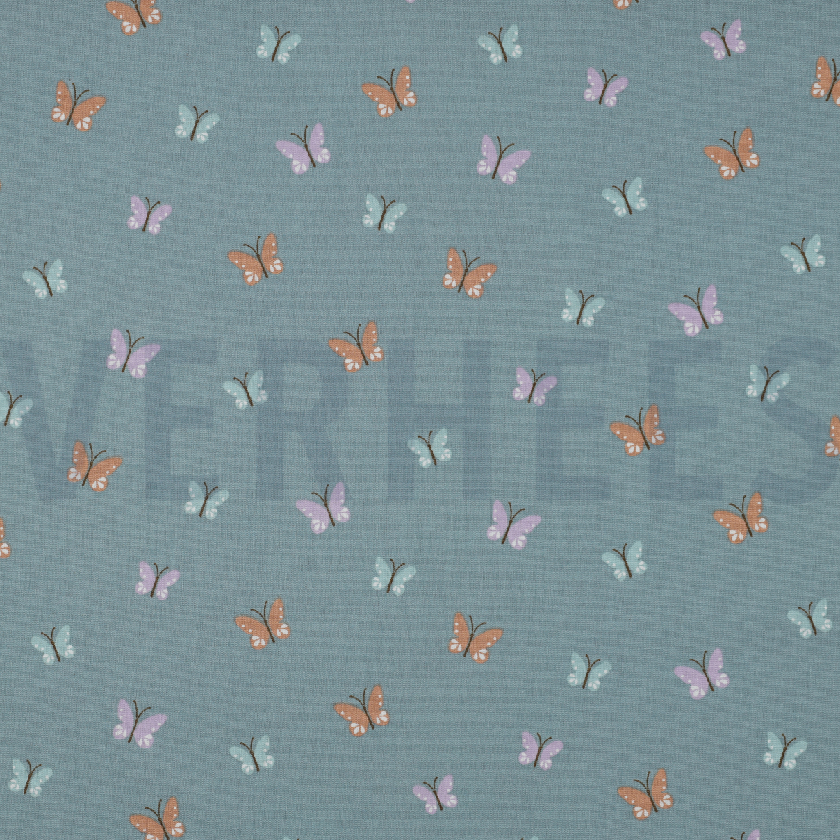 POPLIN GOTS BIRDS AND BUTTERFLIES DARK MINT (high resolution)