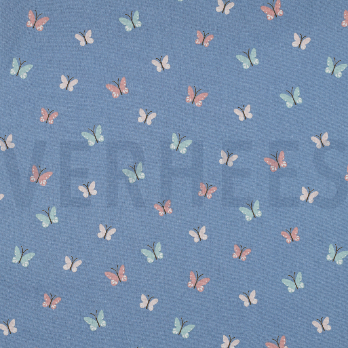 POPLIN GOTS BIRDS AND BUTTERFLIES BLUE (high resolution)