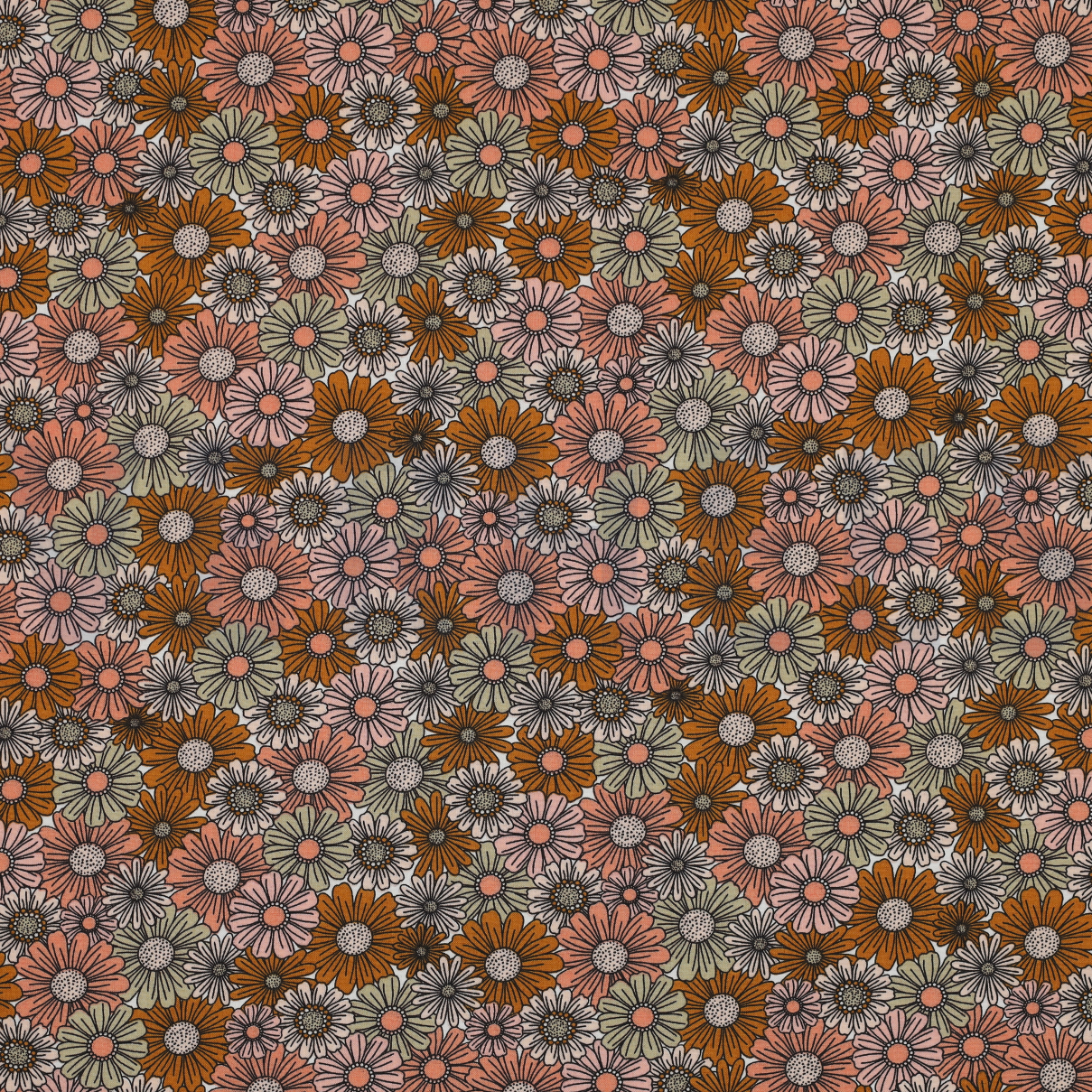 FINE POPLIN FLOWERS SALMON (high resolution)