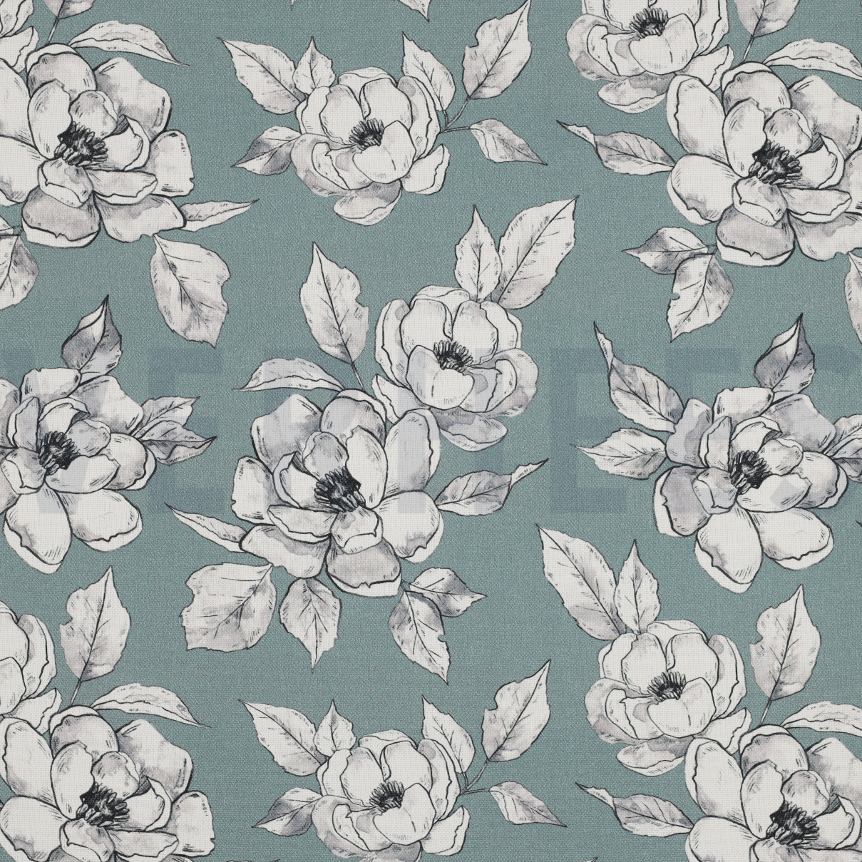 CANVAS DIGITAL FLOWERS DARK MINT (high resolution)