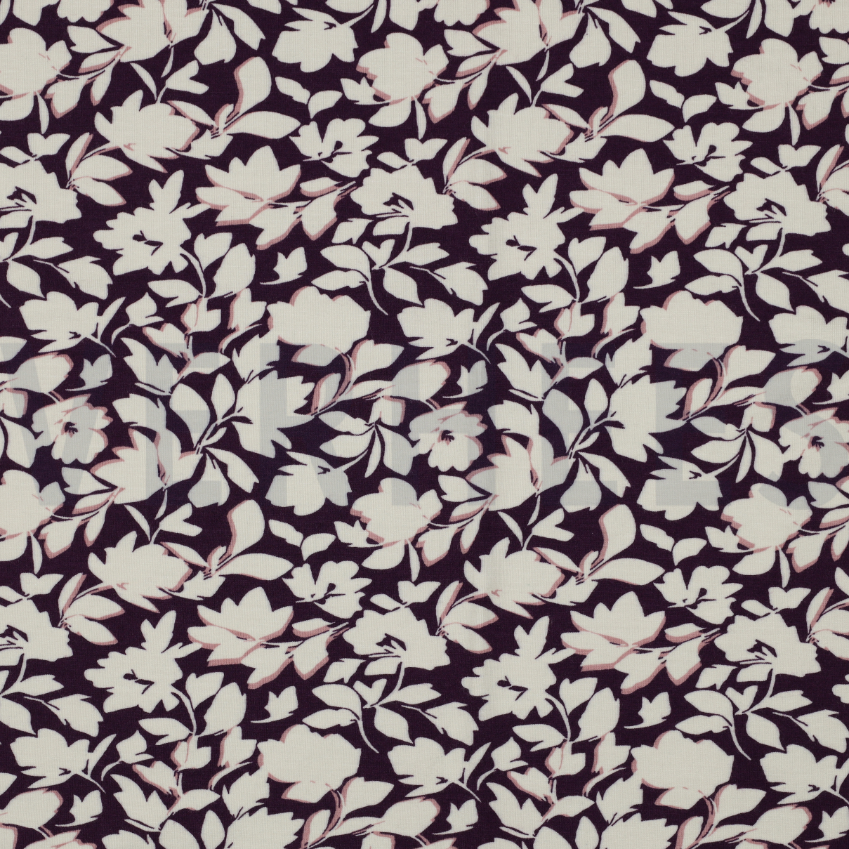 BAMBOO COTTON JERSEY FLOWERS DARK PURPLE (high resolution)