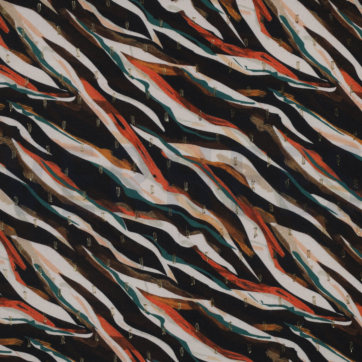 VISCOSE LUREX DIGITAL ANIMAL SKIN BLACK / ORANGE (high resolution)