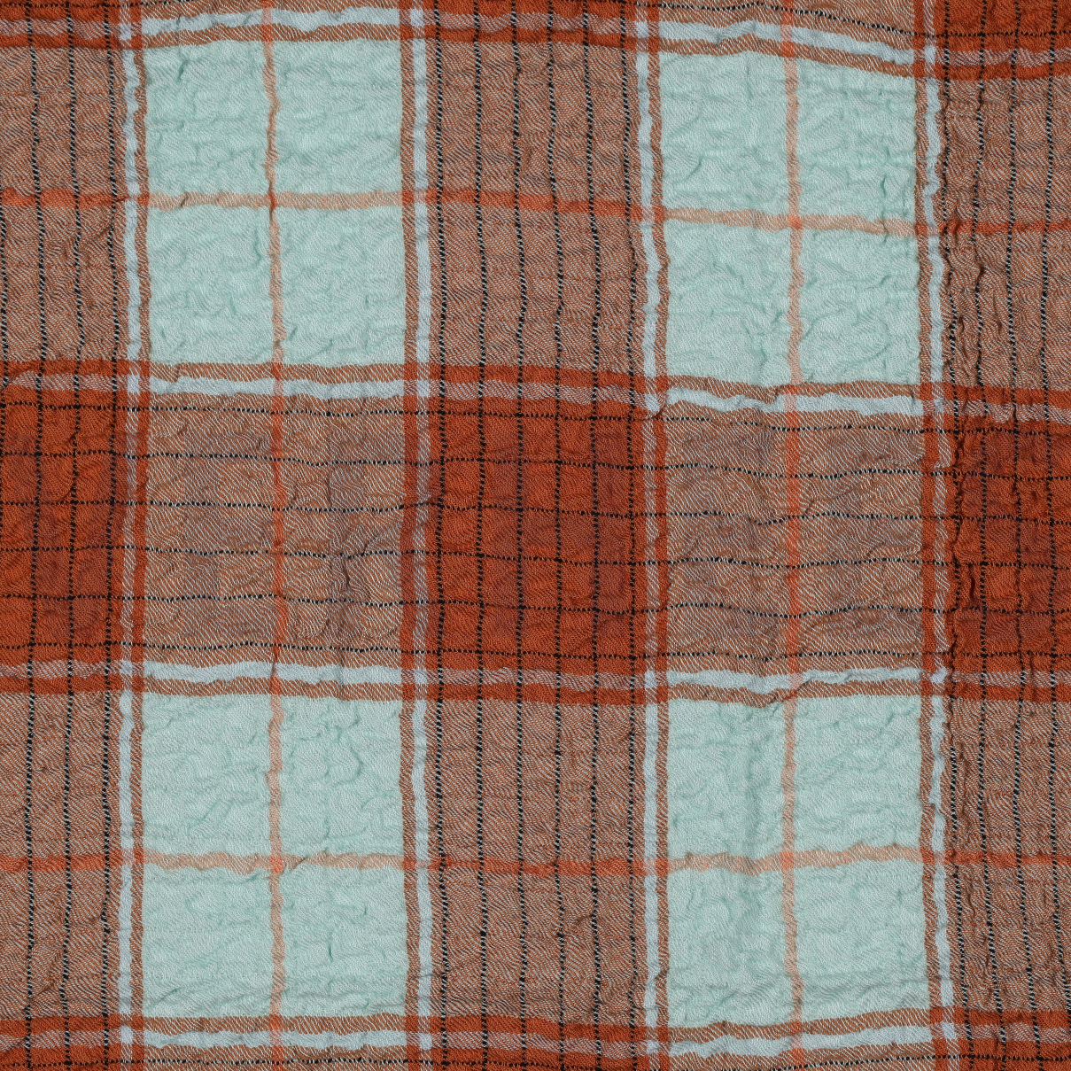 VISCOSE CRINKLE CHECK MINT (high resolution)