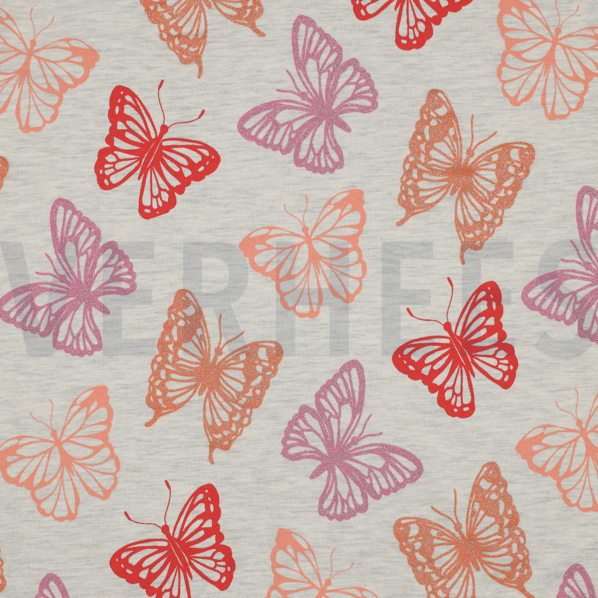 JERSEY MELANGE GLITTER BUTTERFLIES ECRU MELANGE (high resolution)