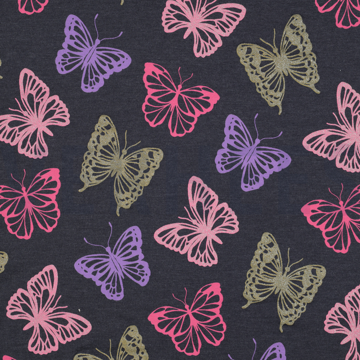 JERSEY MELANGE GLITTER BUTTERFLIES INDIGO MELANGE (high resolution)