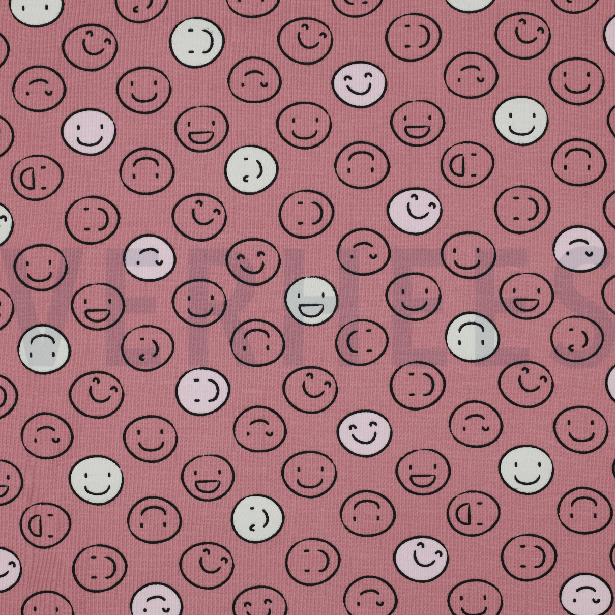 JERSEY GLOW IN THE DARK SMILEYS ROUGE (high resolution)