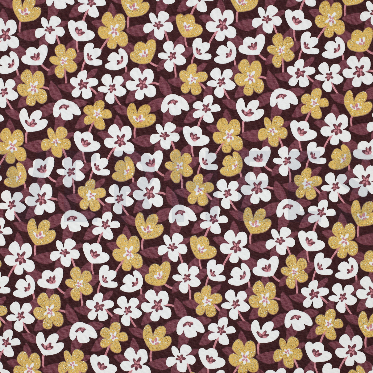 JERSEY GLITTER FLOWERS WINE RED (high resolution)