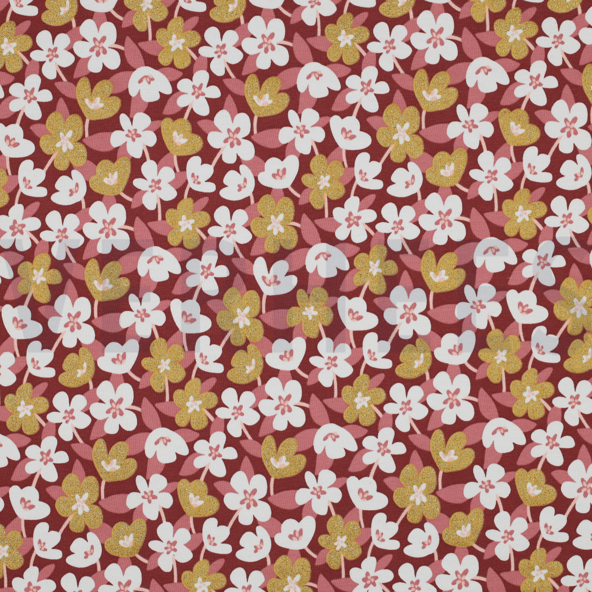 JERSEY GLITTER FLOWERS BRICK RED (high resolution)