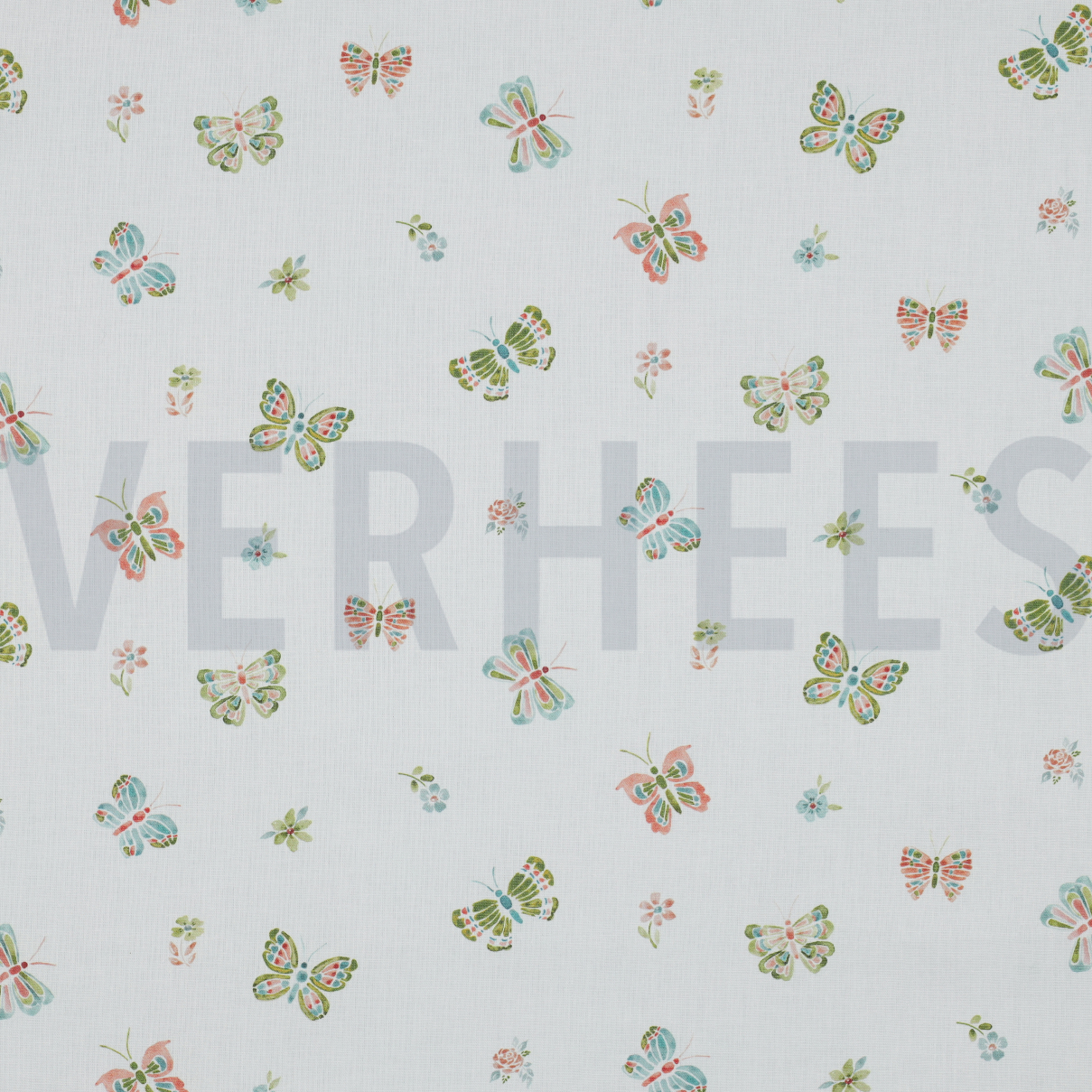 POPLIN DIGITAL BUTTERFLIES WHITE (high resolution)