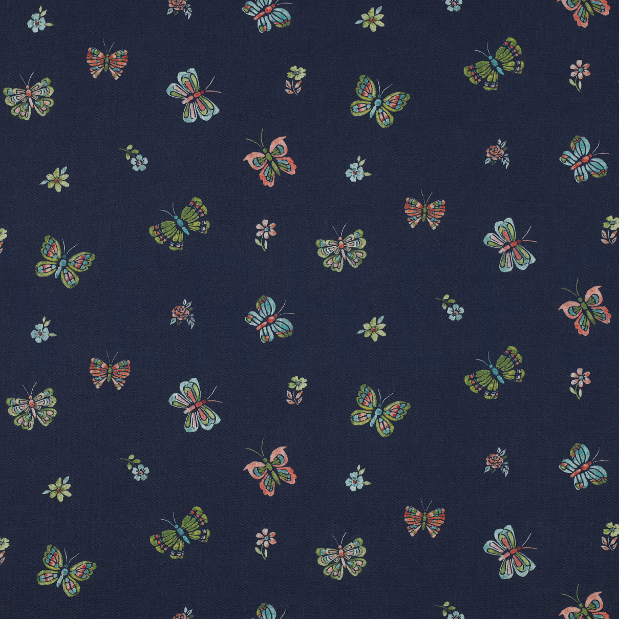 POPLIN DIGITAL BUTTERFLIES NAVY (high resolution)