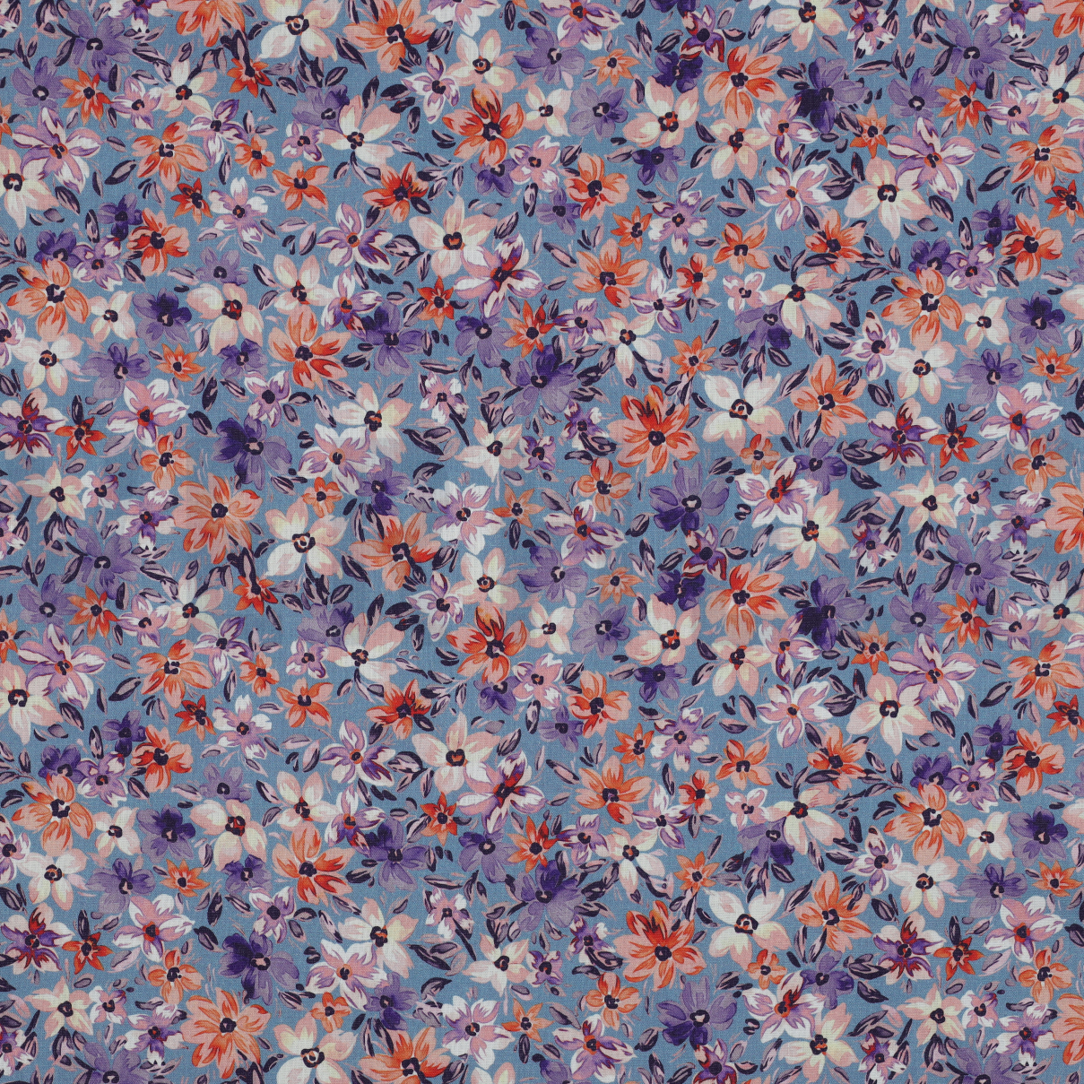 POPLIN DIGITAL FLOWERS SKY BLUE (high resolution)