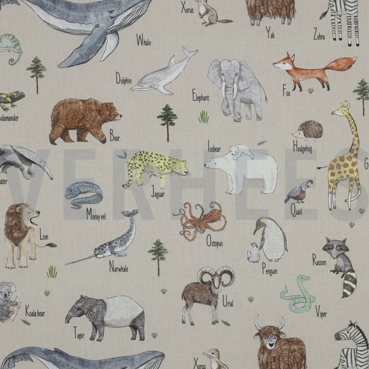 POPLIN DIGITAL ANIMALS BEIGE (high resolution)