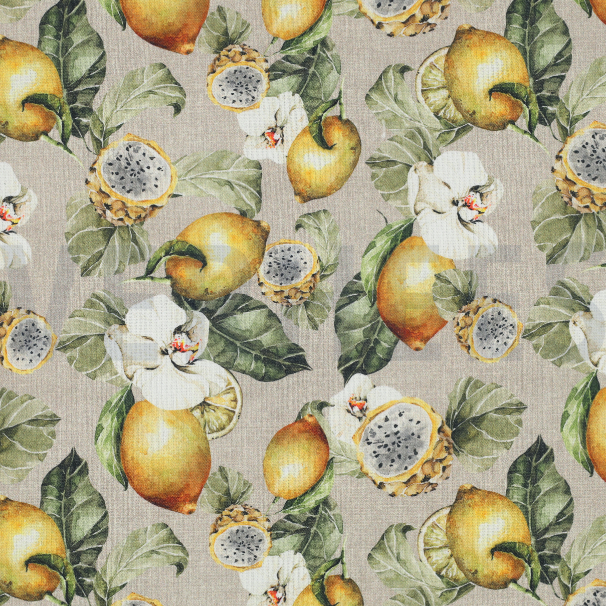 CANVAS DIGITAL TROPICAL FRUIT LINEN YELLOW (high resolution)