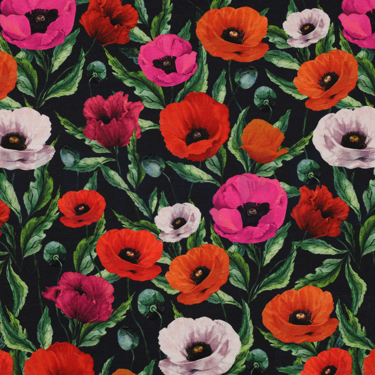 FRENCH TERRY DIGITAL FLOWERS NAVY (high resolution)