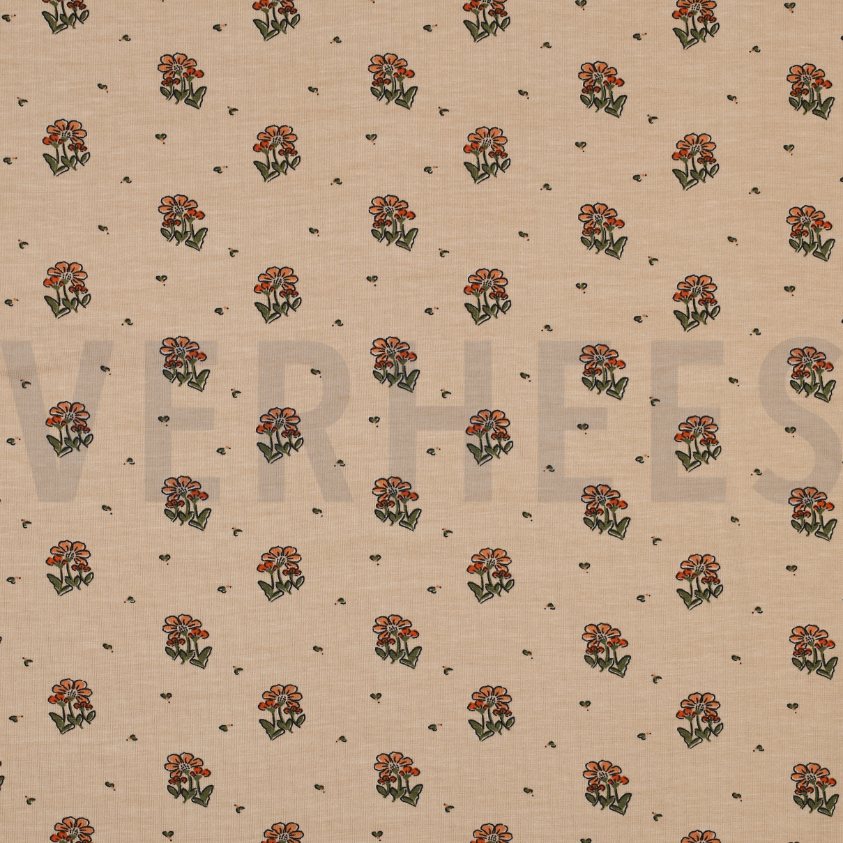 BAMBOO COTTON JERSEY SMALL FLOWERS SAND (high resolution)