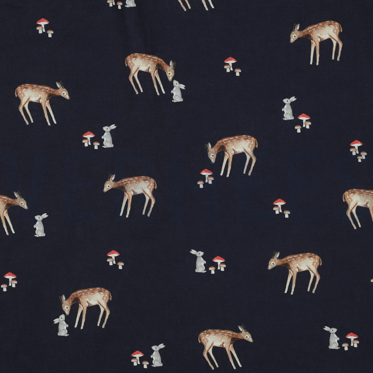 POPLIN DIGITAL FOREST ANIMALS NAVY (high resolution)