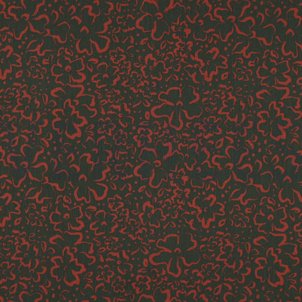 POPLIN WILD FLOWERS ARMY GREEN (high resolution)