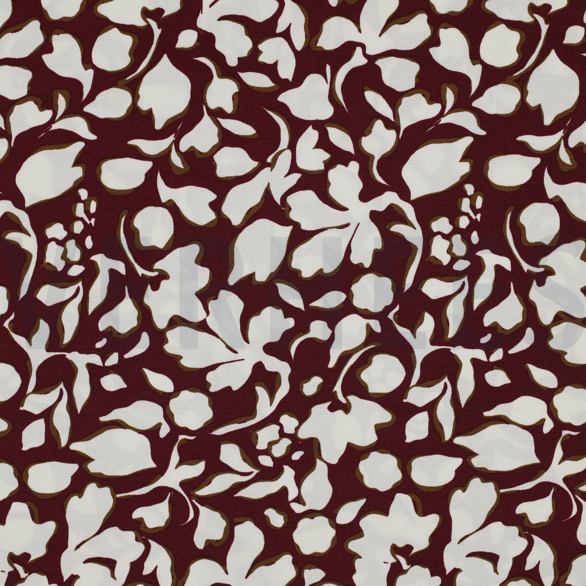 VISCOSE POPLIN STRETCH BIG FLOWERS BORDEAUX (high resolution)