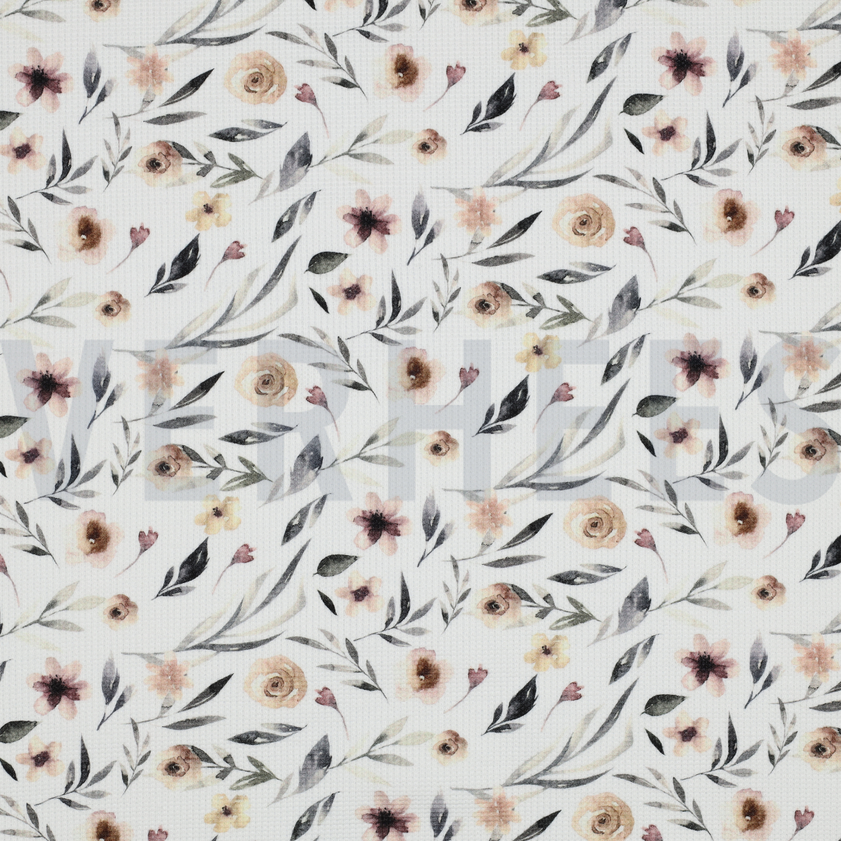 WAFFLE JERSEY DIGITAL FLOWERS WHITE (high resolution)