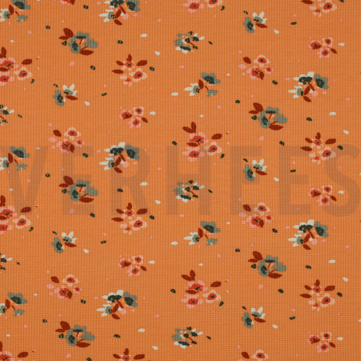 WAFFLE JERSEY FLOWERS SALMON (high resolution)