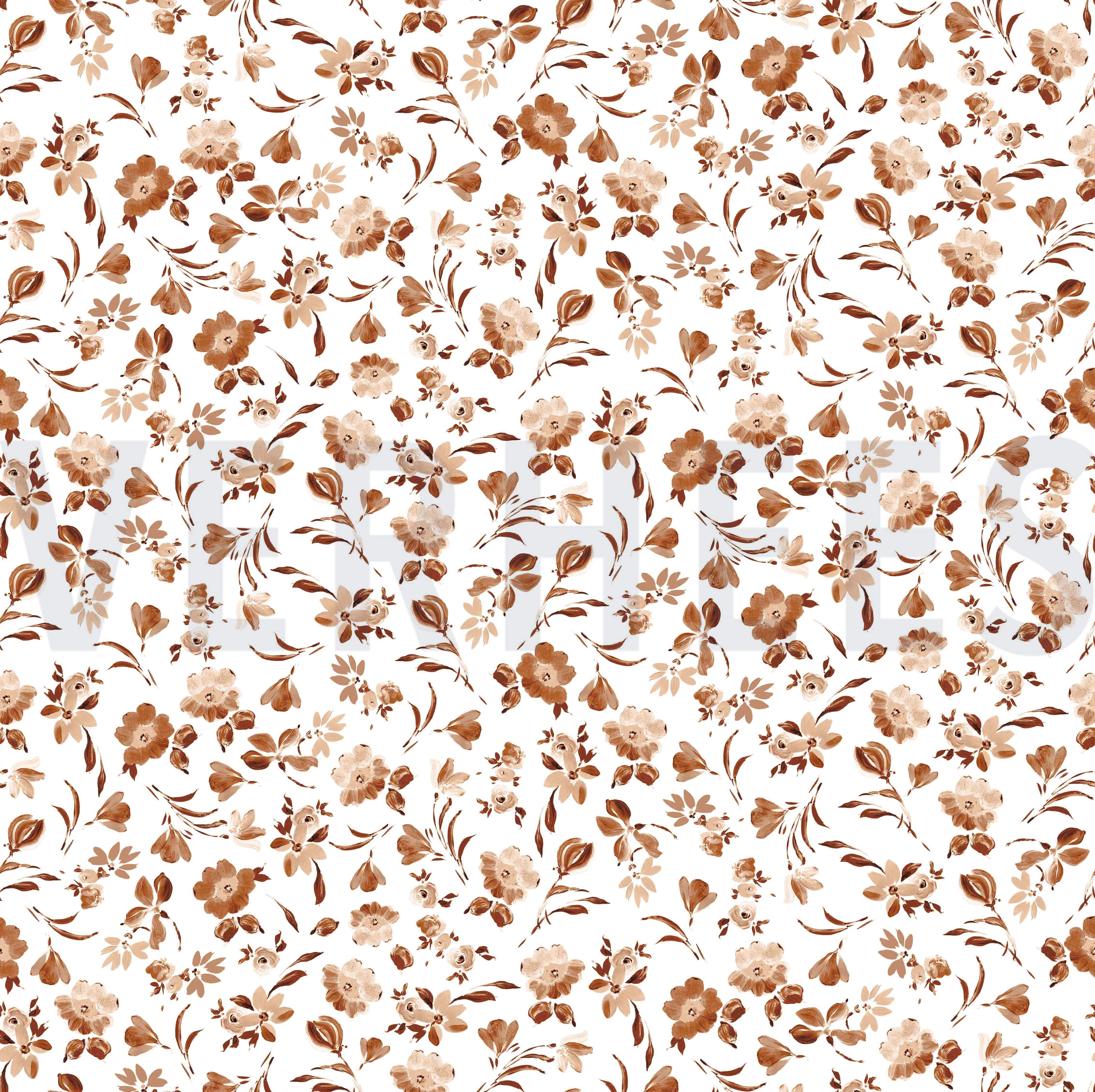 JERSEY DIGITAL FLOWERS WHITE/ DARK APRICOT (high resolution)