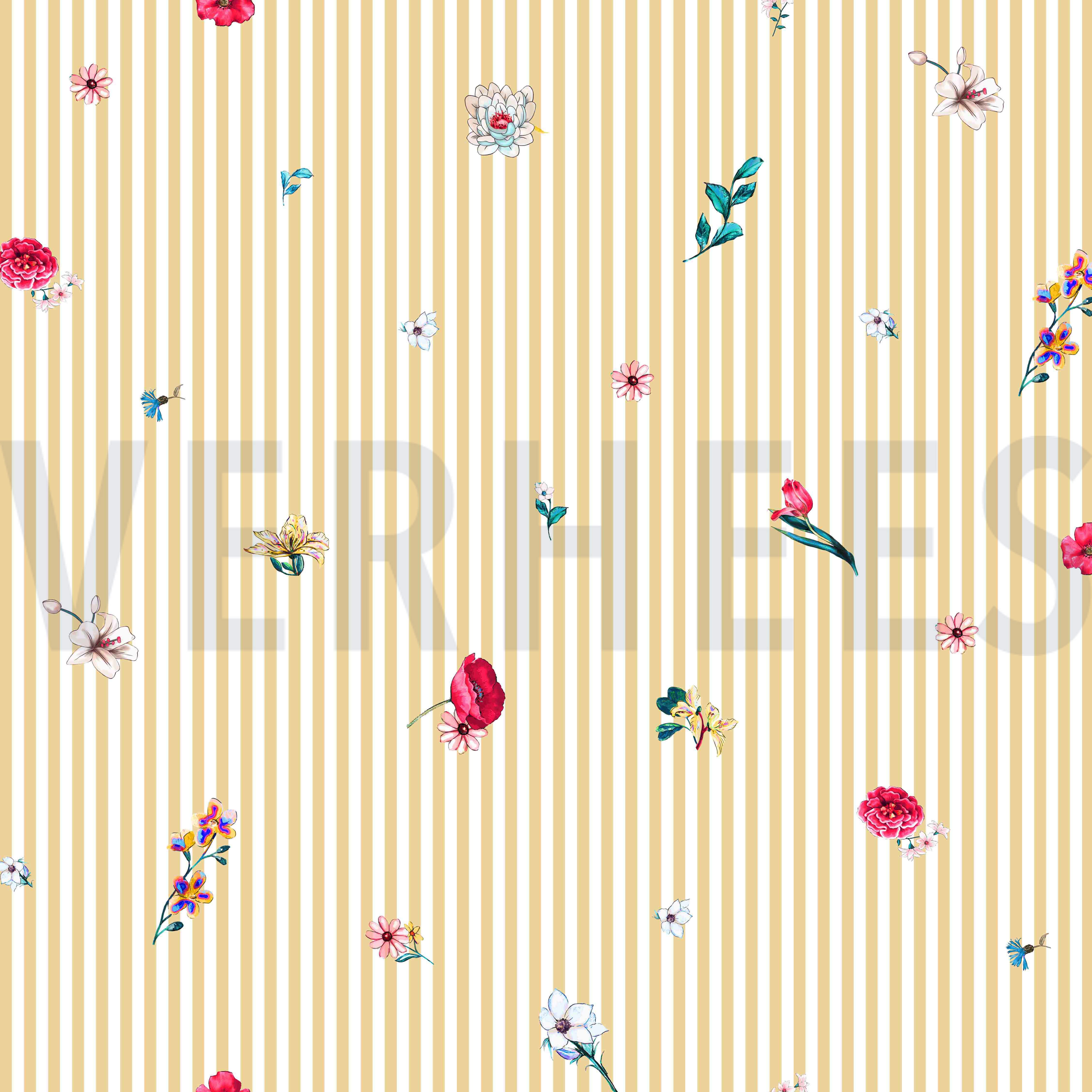 POPLIN DIGITAL FLOWERS WITH STRIPES LIGHT YELLOW (high resolution)