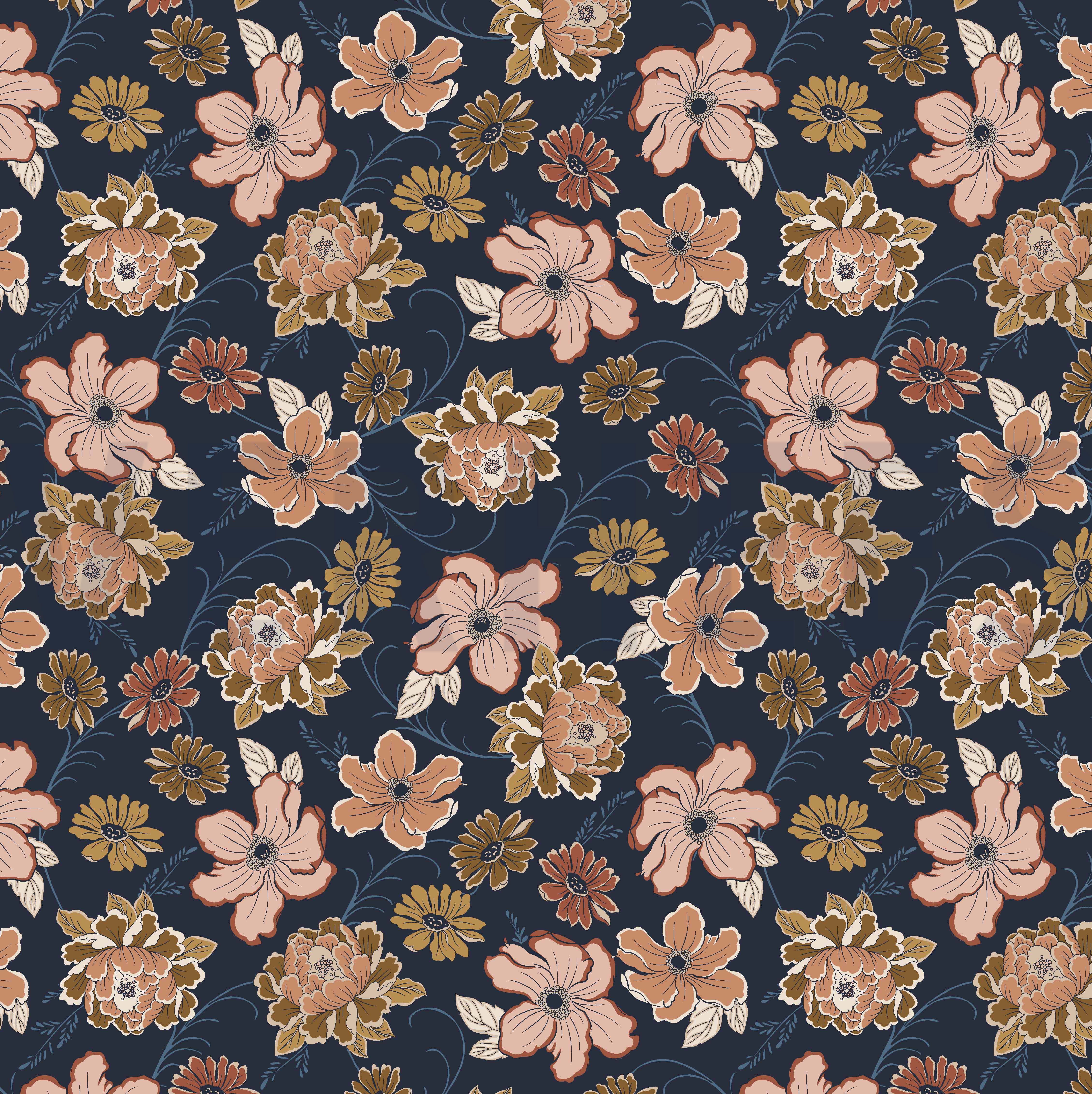 ROSELLA STRETCH FLOWERS NAVY (high resolution)