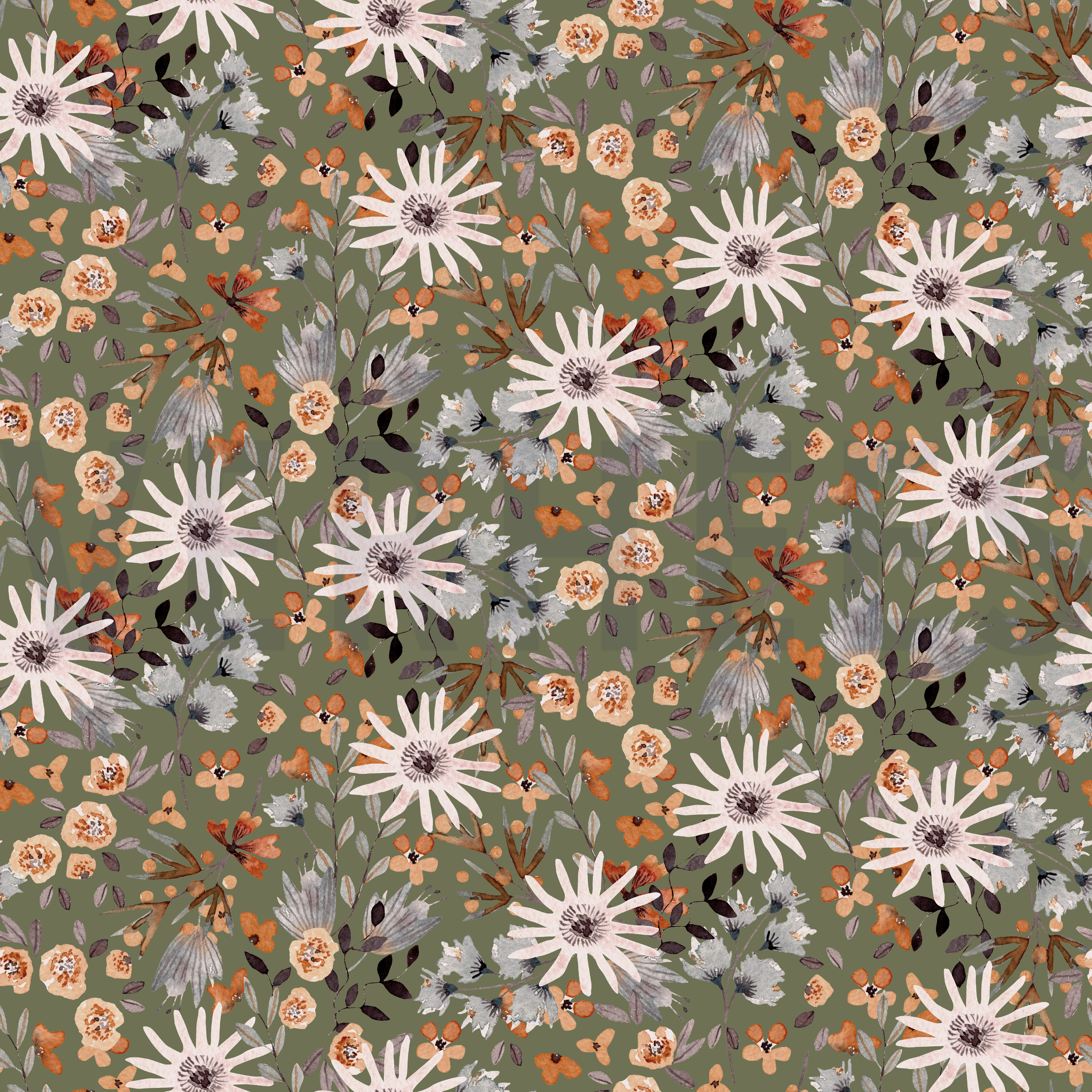 SWEAT DIGITAL FLOWERS FOREST GREEN (high resolution)