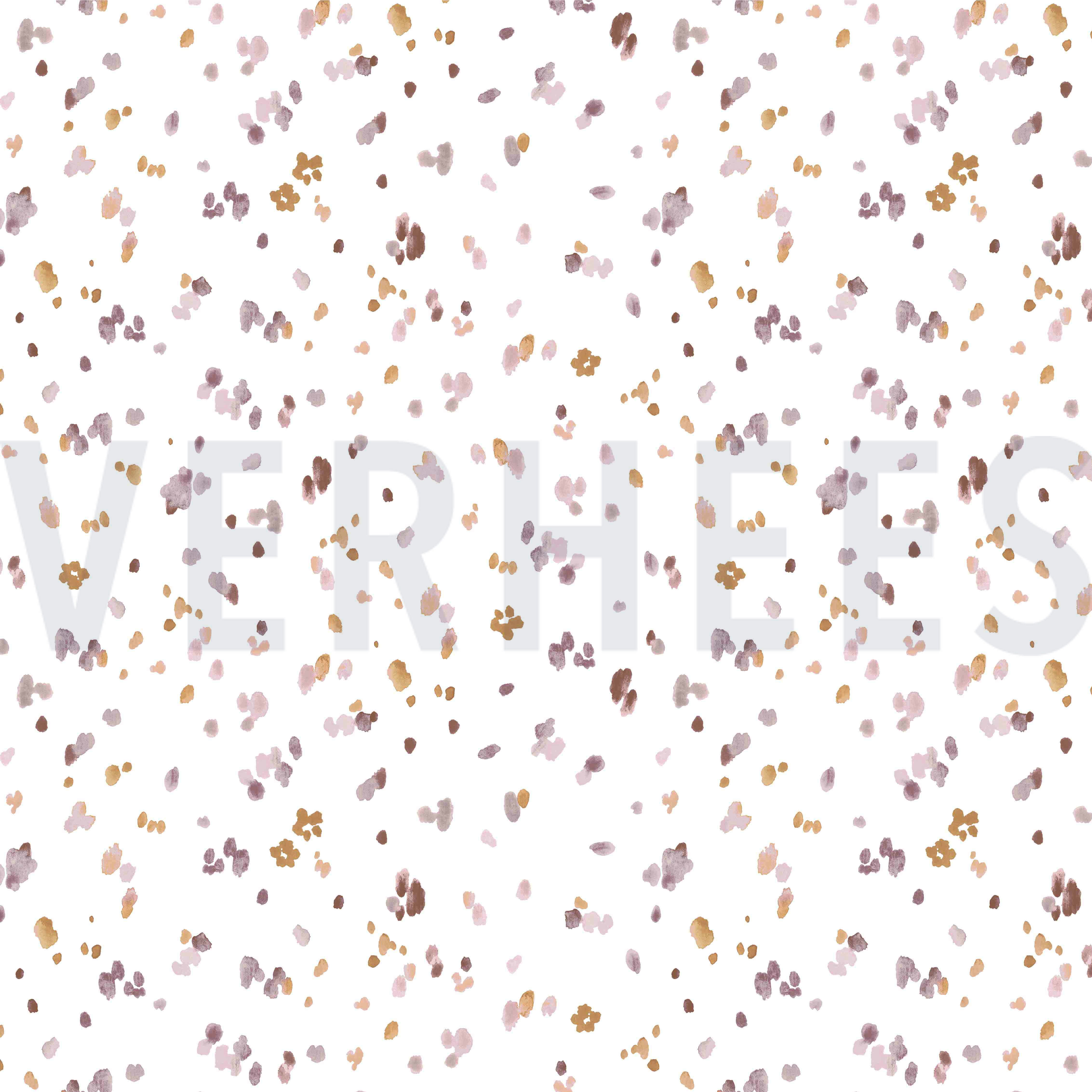 JERSEY DIGITAL FLOWERS AND LEAVES WHITE/OLD BLUSH (high resolution)