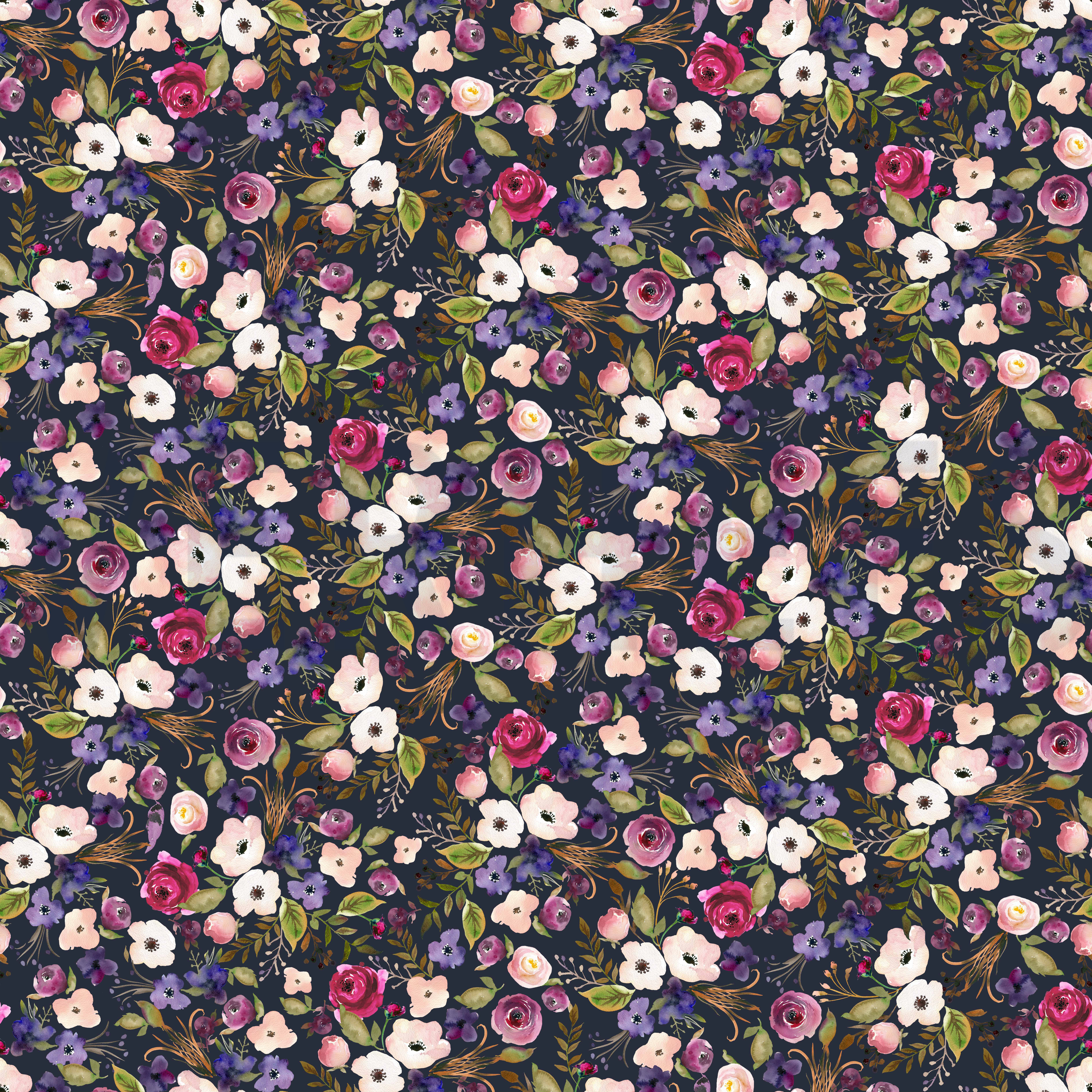 POPLIN DIGITAL FLOWERS NAVY (high resolution)