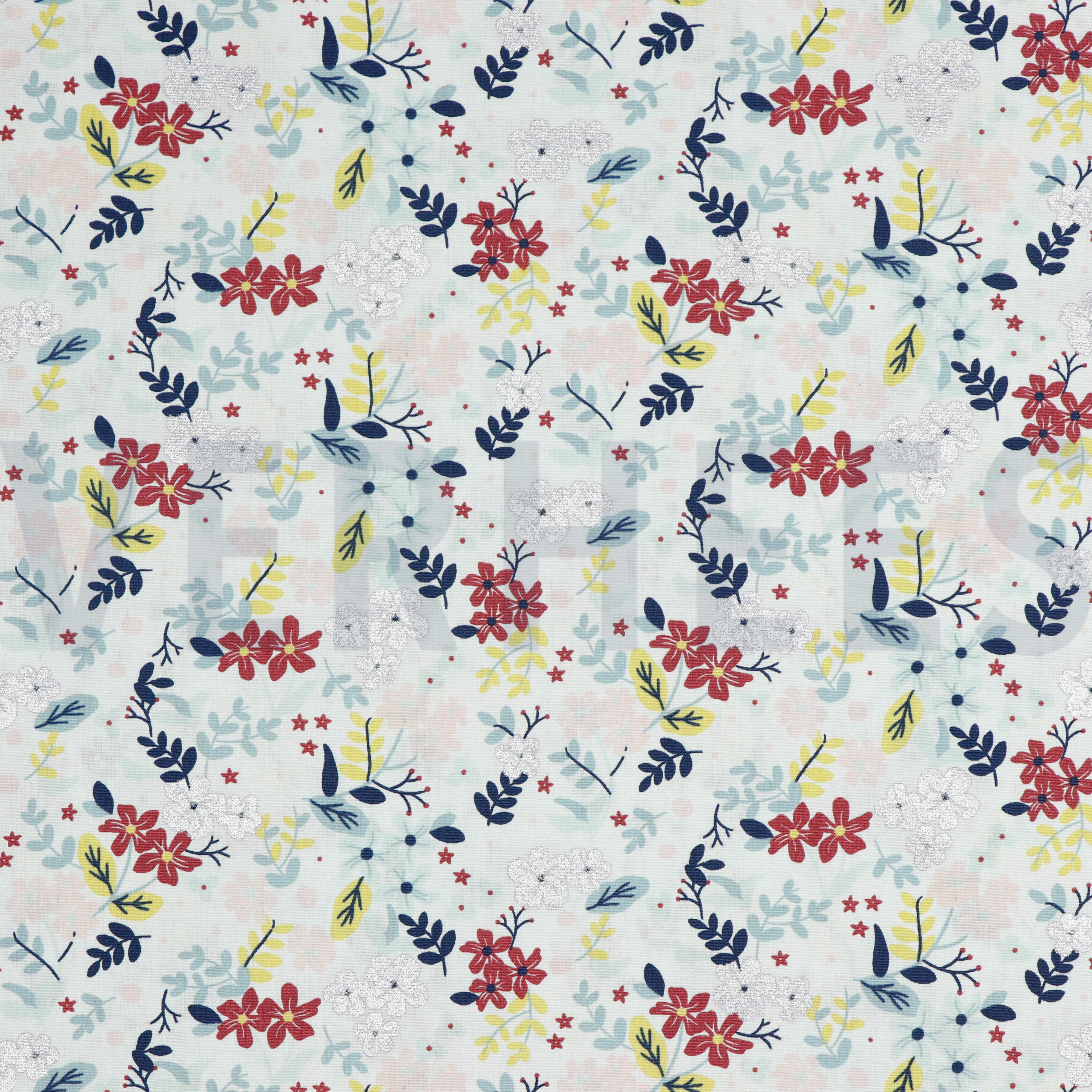 POPLIN GLITTER FLOWERS WHITE (high resolution)