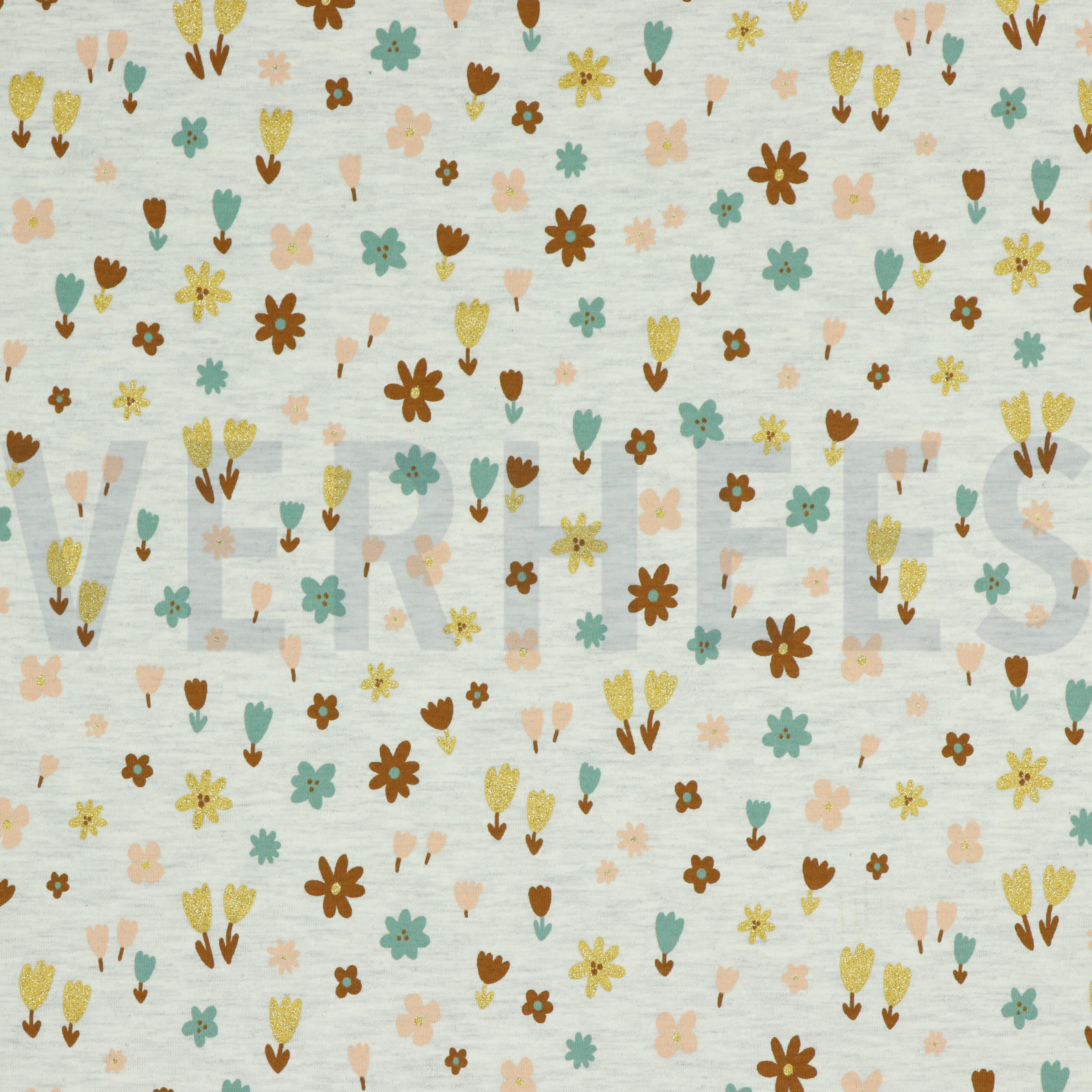 JERSEY MELANGE GLITTER SMALL FLOWERS ECRU MELANGE (high resolution)