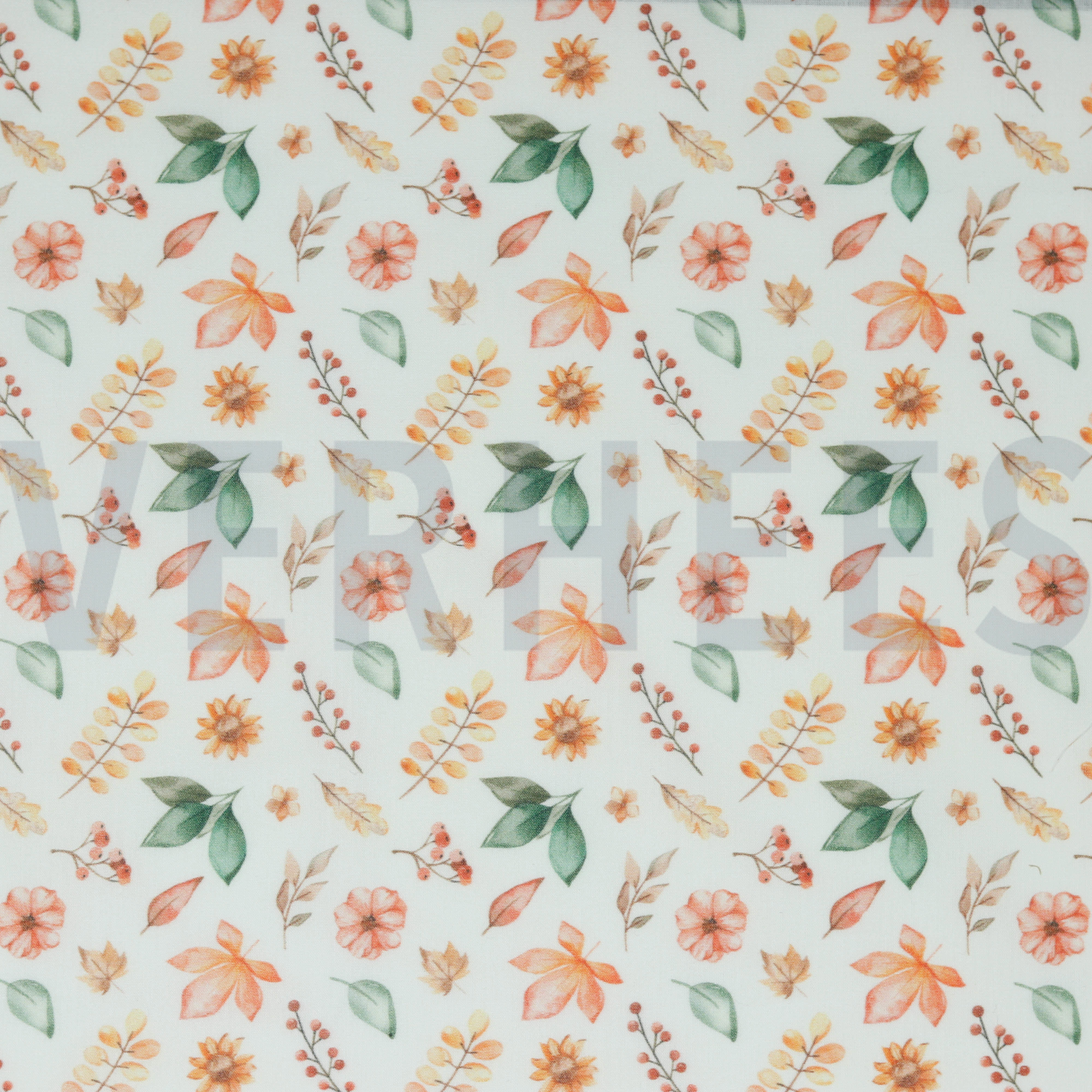 POPLIN DIGITAL AUTUMN FLOWERS WHITE (high resolution)