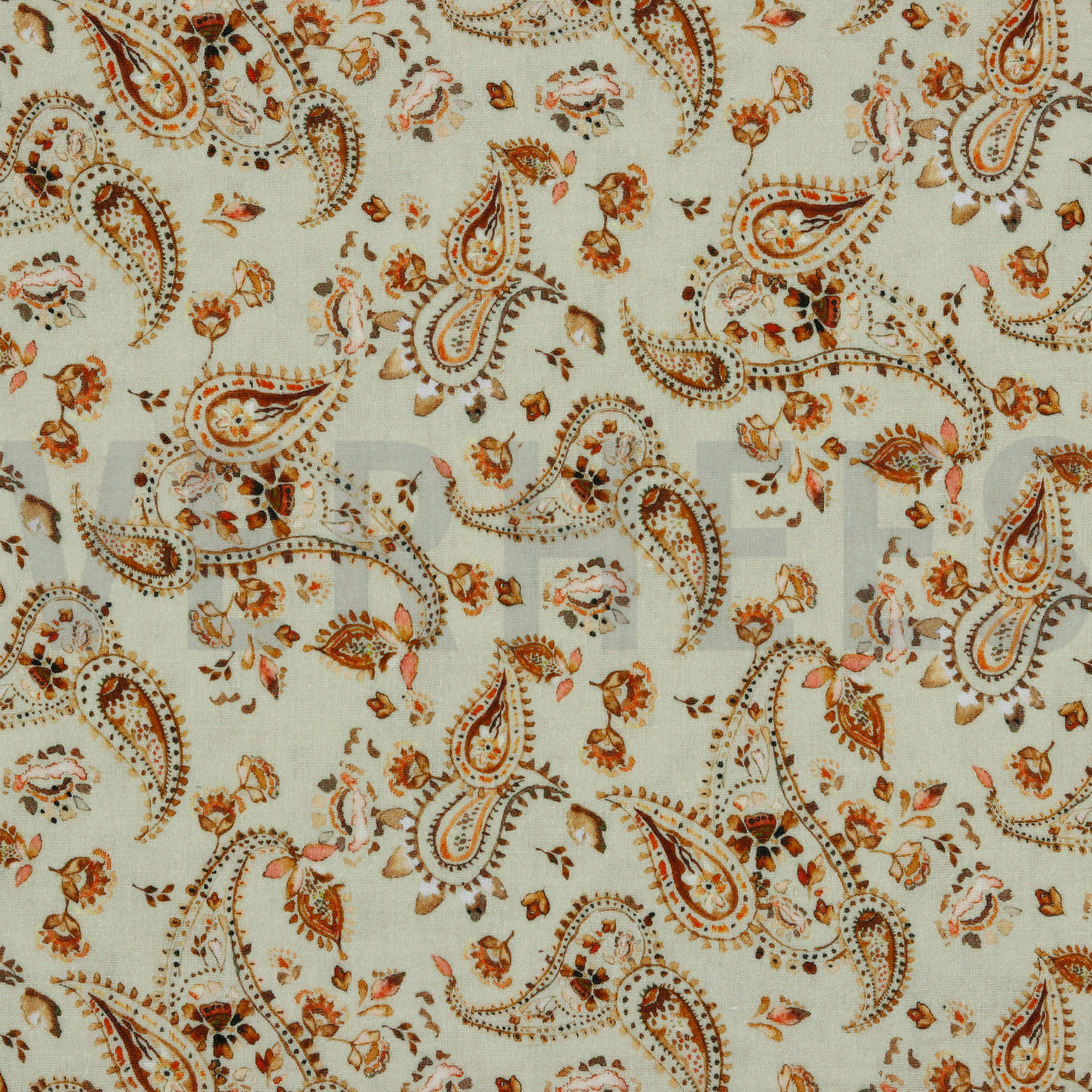 DOUBLE GAUZE DIGITAL PAISLEY SAND (high resolution)