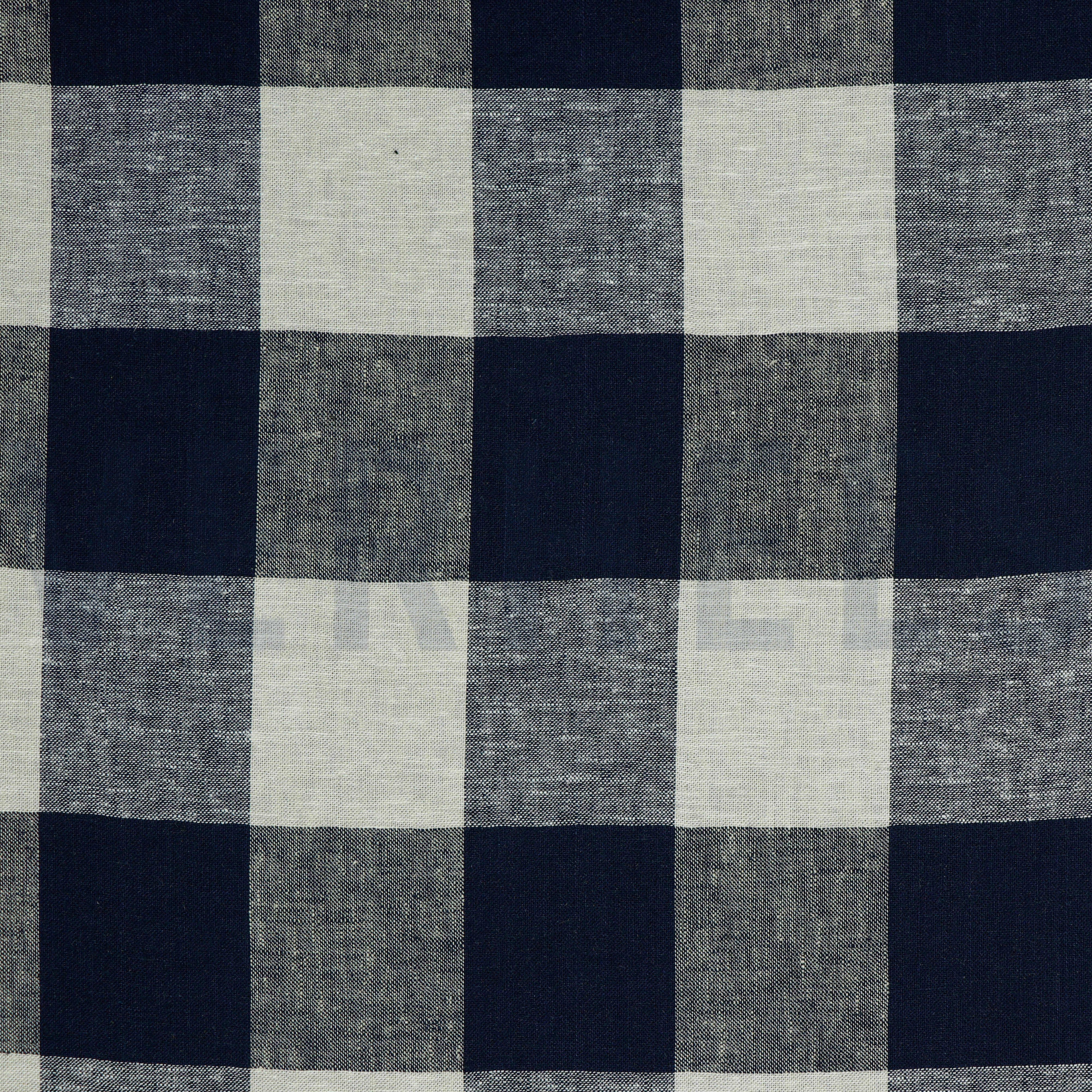 LINEN VISCOSE YARN DYED CHECK NAVY (high resolution)