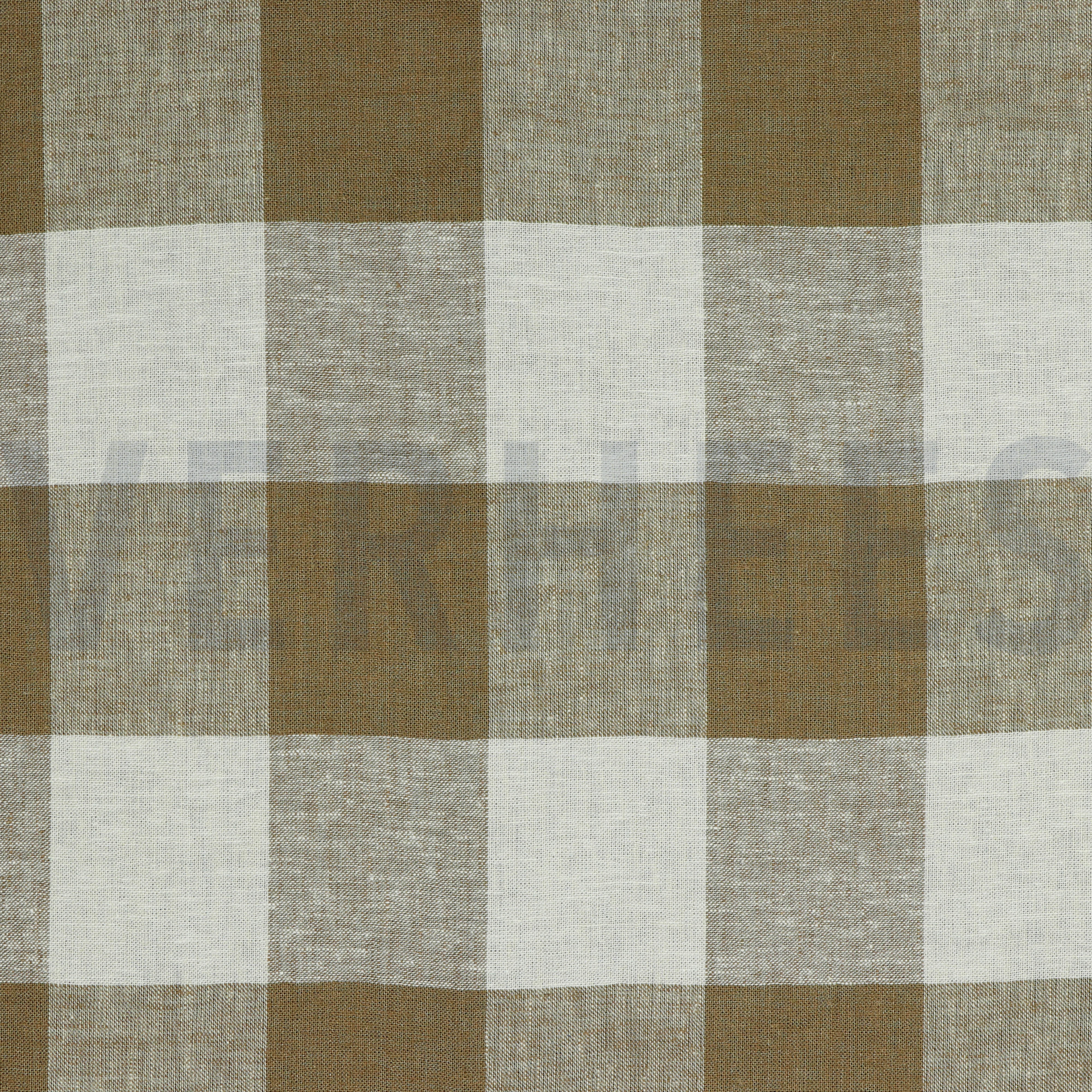 LINEN VISCOSE YARN DYED CHECK LIGHT BROWN (high resolution)