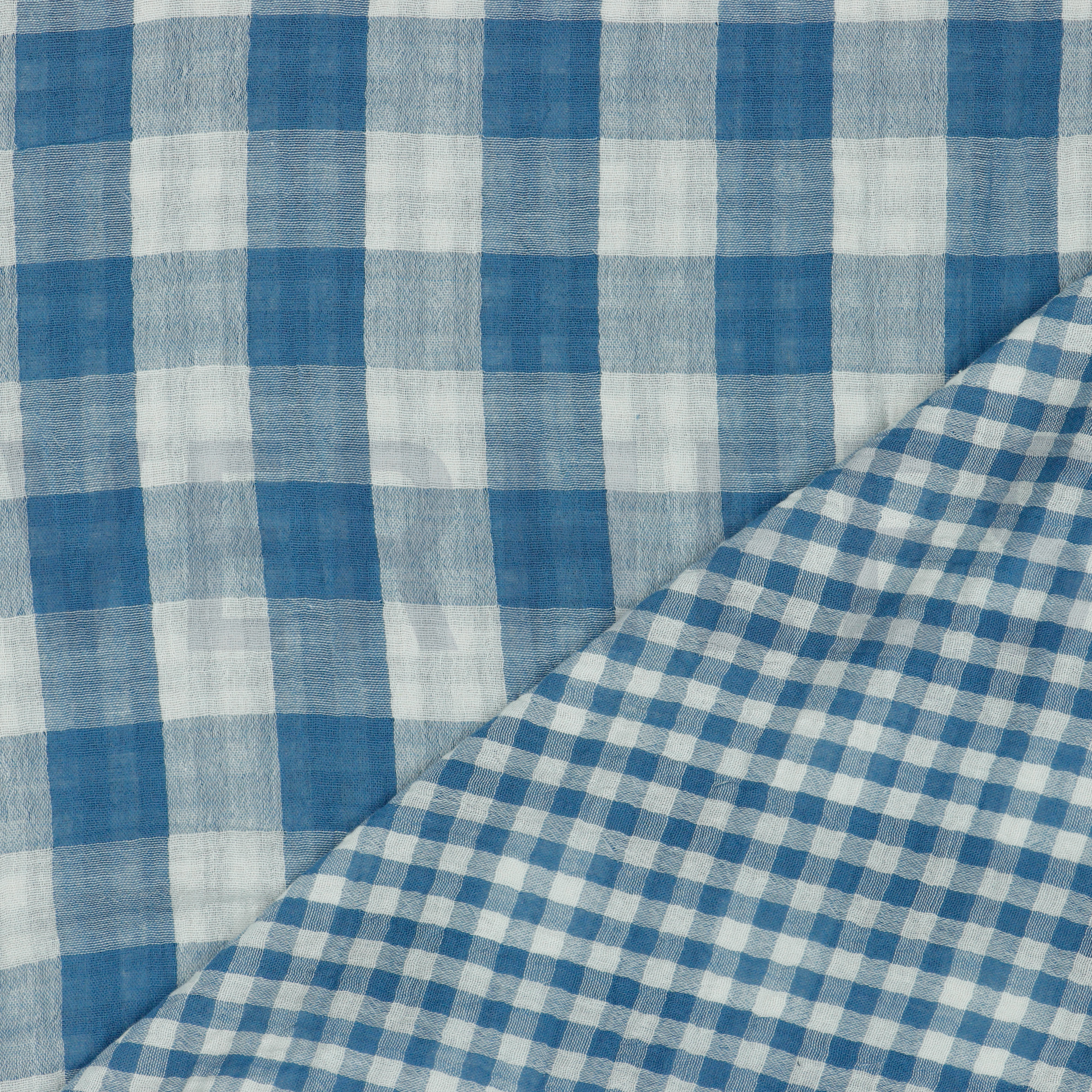 DOUBLE GAUZE DOUBLE SIDED CHECKS INDIGO (high resolution)