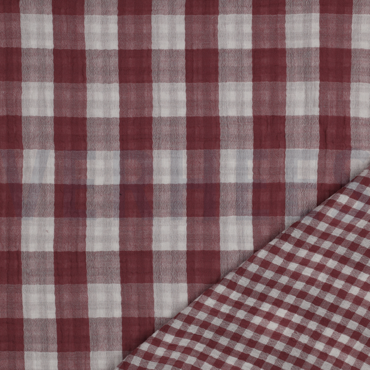 DOUBLE GAUZE DOUBLE SIDED CHECKS ROSEWOOD (high resolution)