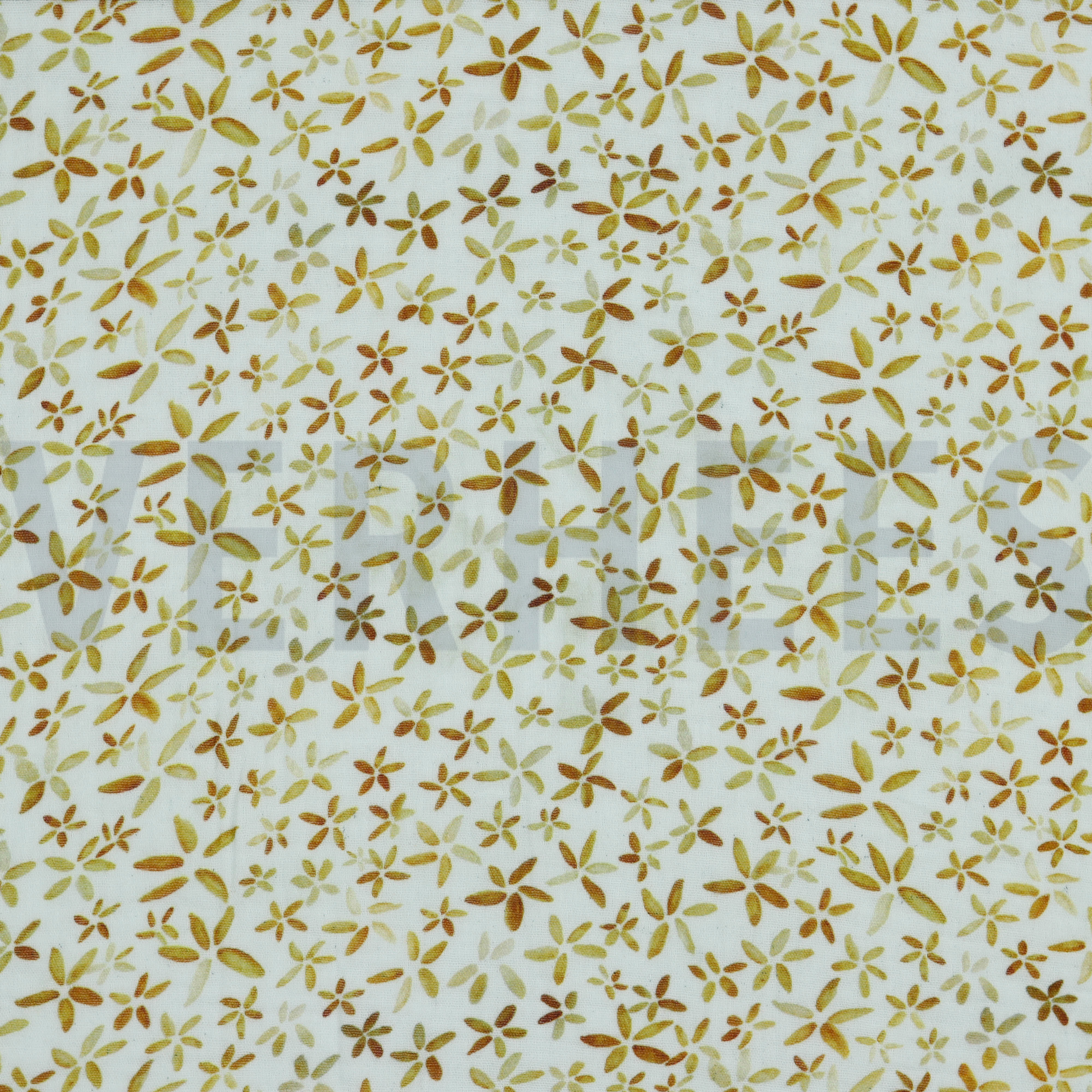 DOUBLE GAUZE DIGITAL FLOWERS WHITE/COGNAC (high resolution)