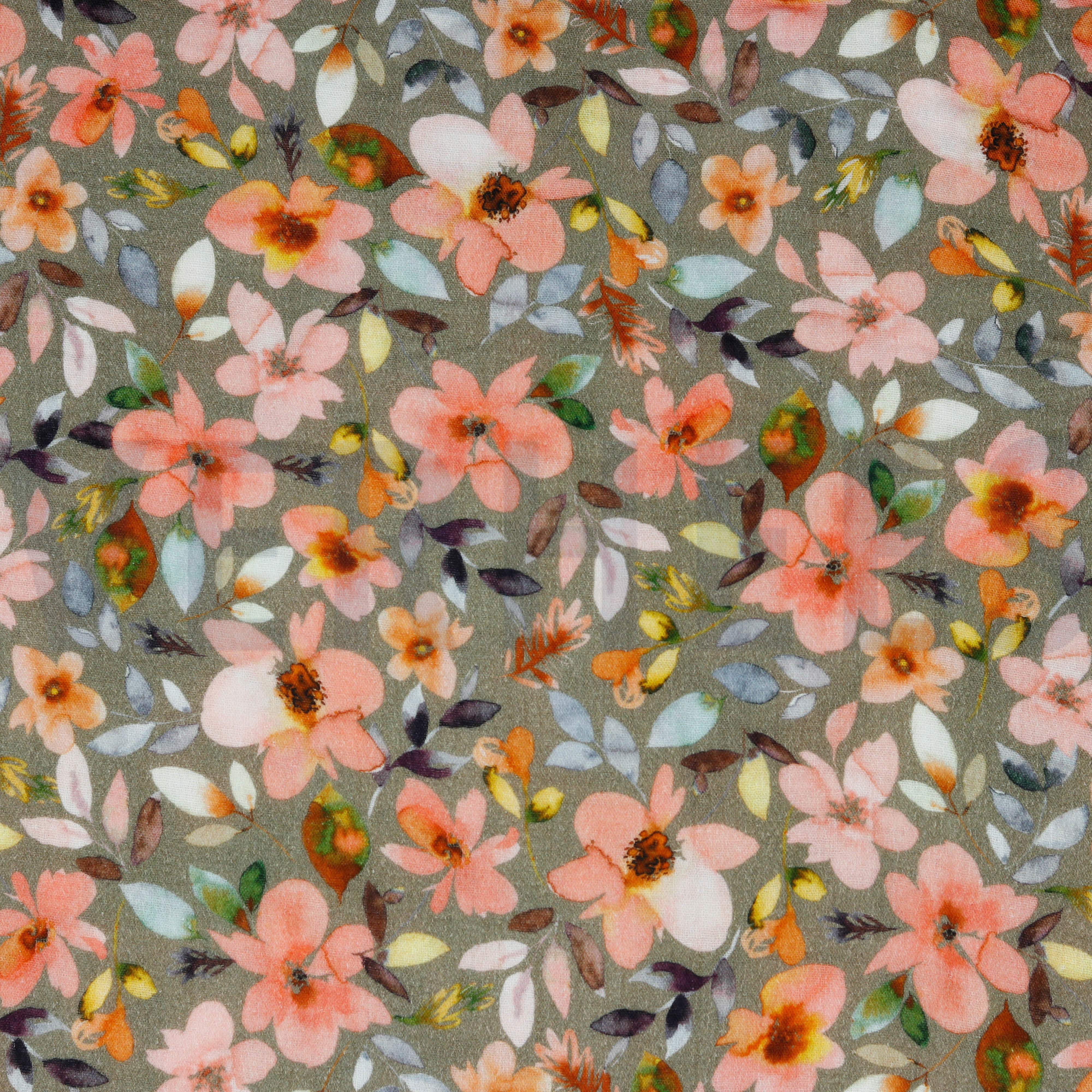 DOUBLE GAUZE DIGITAL FLOWERS TAUPE (high resolution)