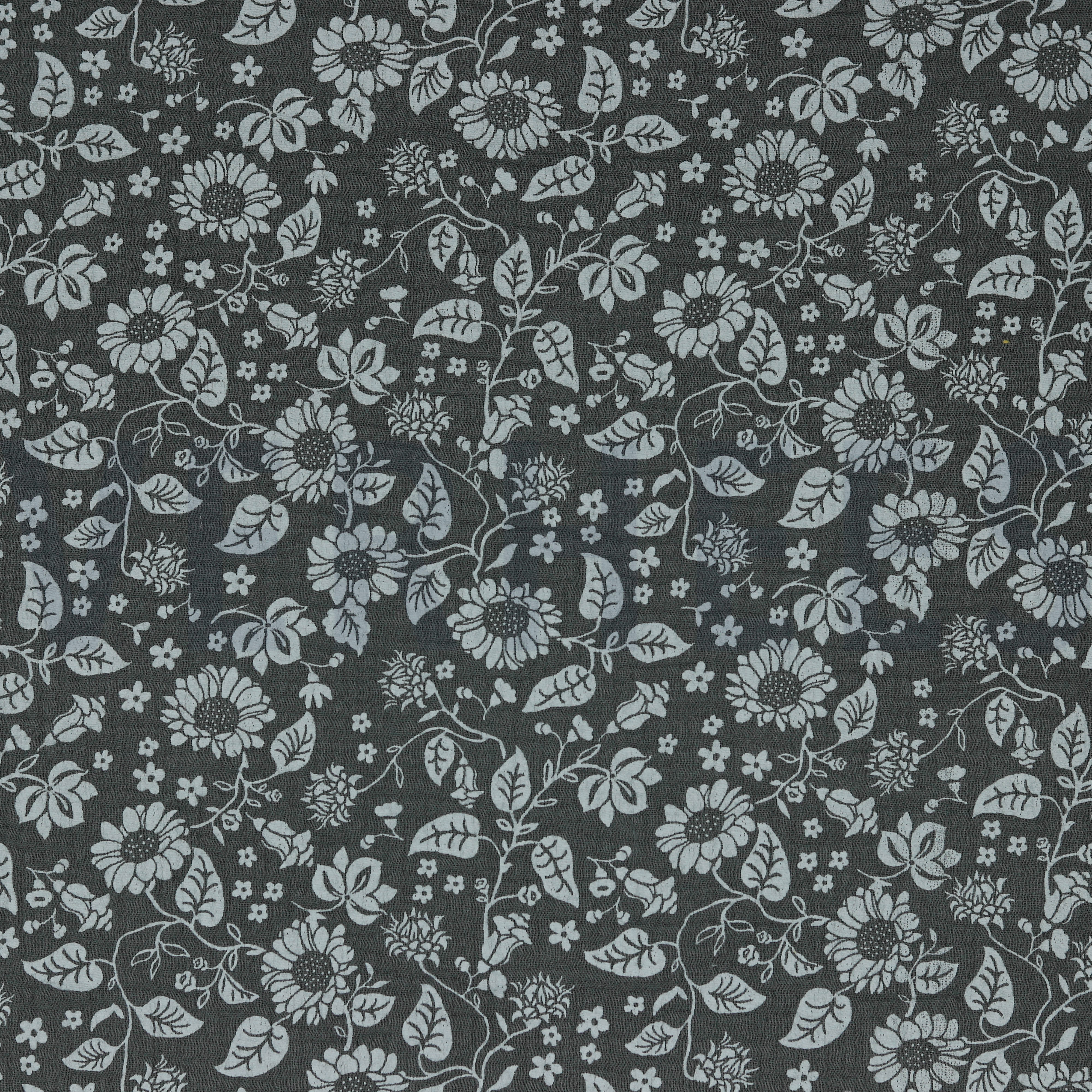 DOUBLE GAUZE FLOWERS DARK GREY (high resolution)