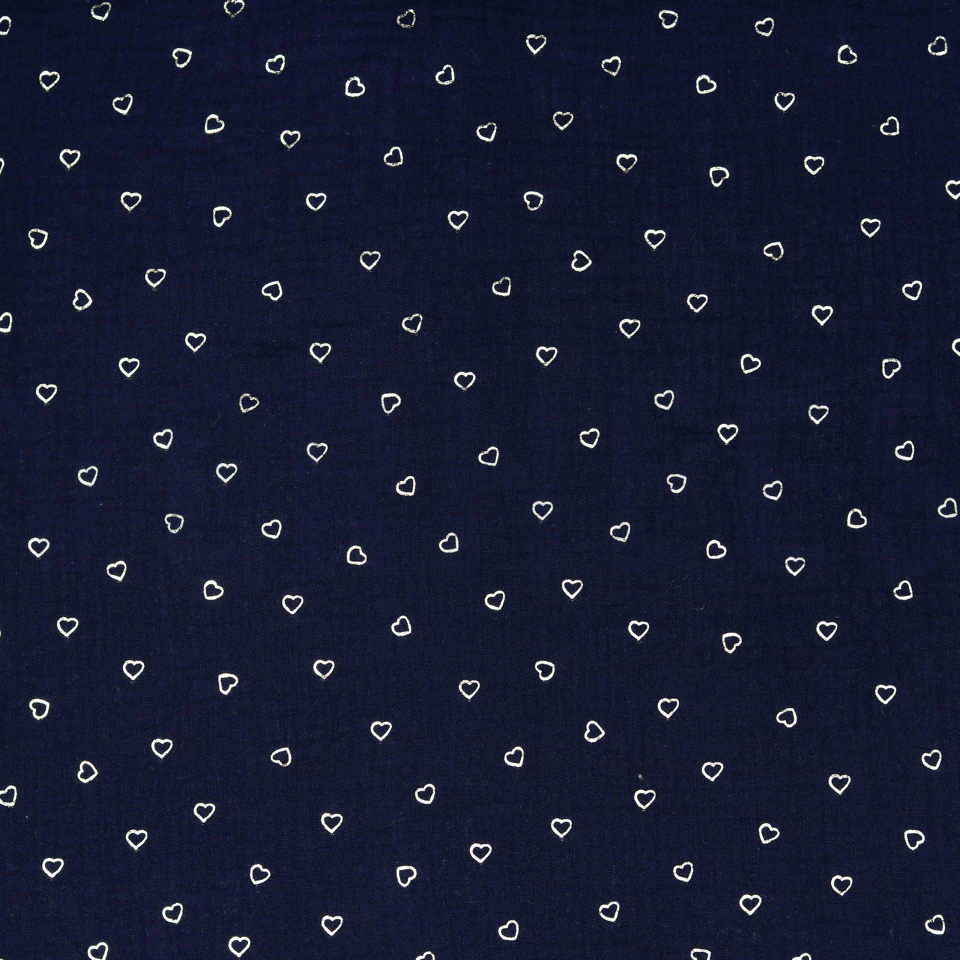 DOUBLE GAUZE FOIL HEARTS NAVY (high resolution)