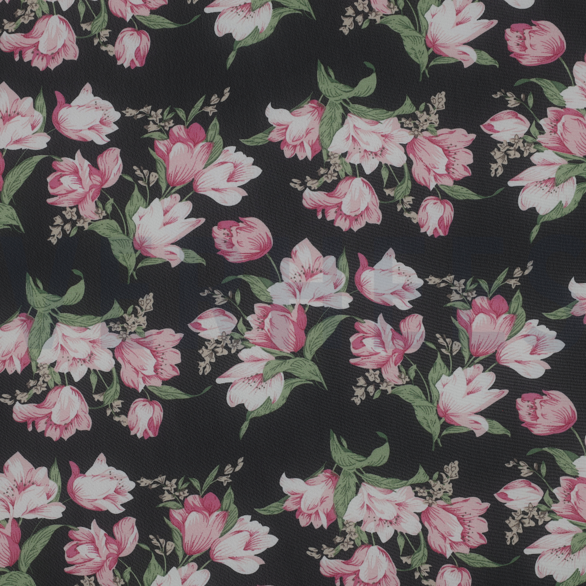 CHIFFON FLOWERS BLACK / PINK (high resolution)