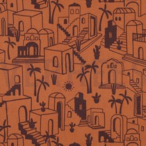 CANVAS TROPICAL COTTAGES ORANGE (thumbnail)