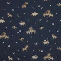 FINE POPLIN DIGITAL SWEET HORSES NAVY (thumbnail)