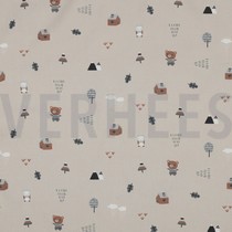 FINE POPLIN GOTS SWEET BEARS TAUPE (thumbnail)