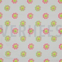 JERSEY NEON HAPPY FLOWERS WHITE (thumbnail)