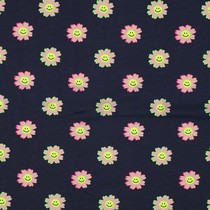 JERSEY NEON HAPPY FLOWERS NAVY (thumbnail)